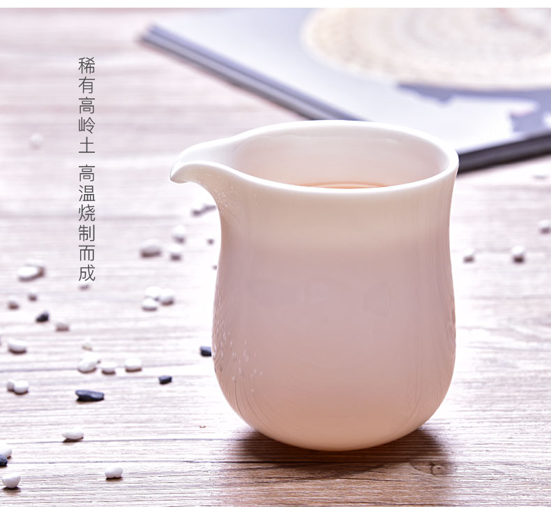 High dehua white porcelain tea sea kung fu tea set white porcelain heat - resistant thickening large points fair keller of tea, tea accessories