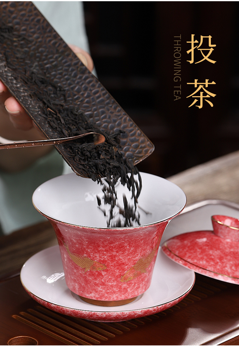 Ceramic kung fu tea set home office lounge of a complete set of tea cups tureen tea simple gift boxes