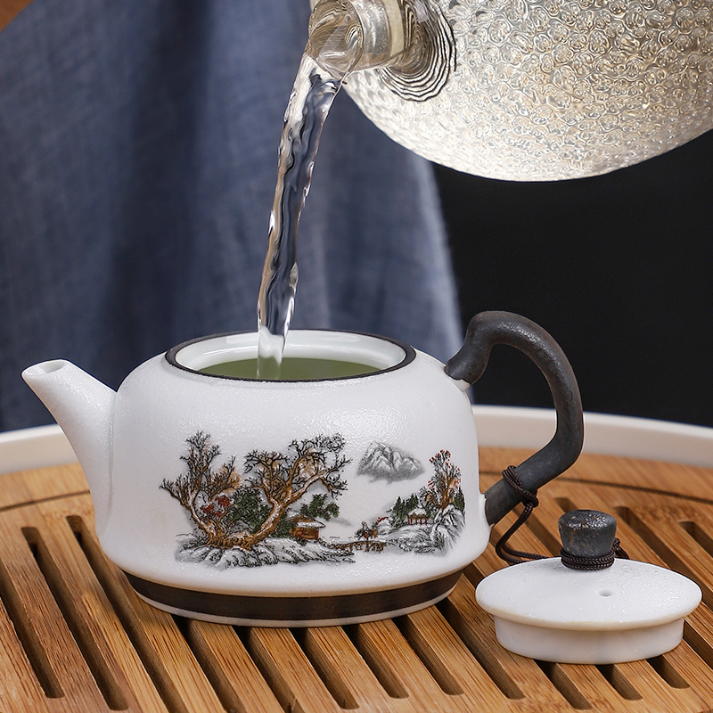 Chinese style of new Chinese bamboo tea tray ceramic dry mercifully tea tray storage type contracted household kung fu tea set