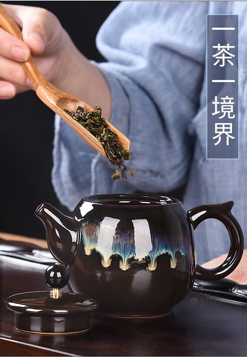 A complete set of celadon teapot teacup tea set household contracted kung fu tea tureen tea tea accessories