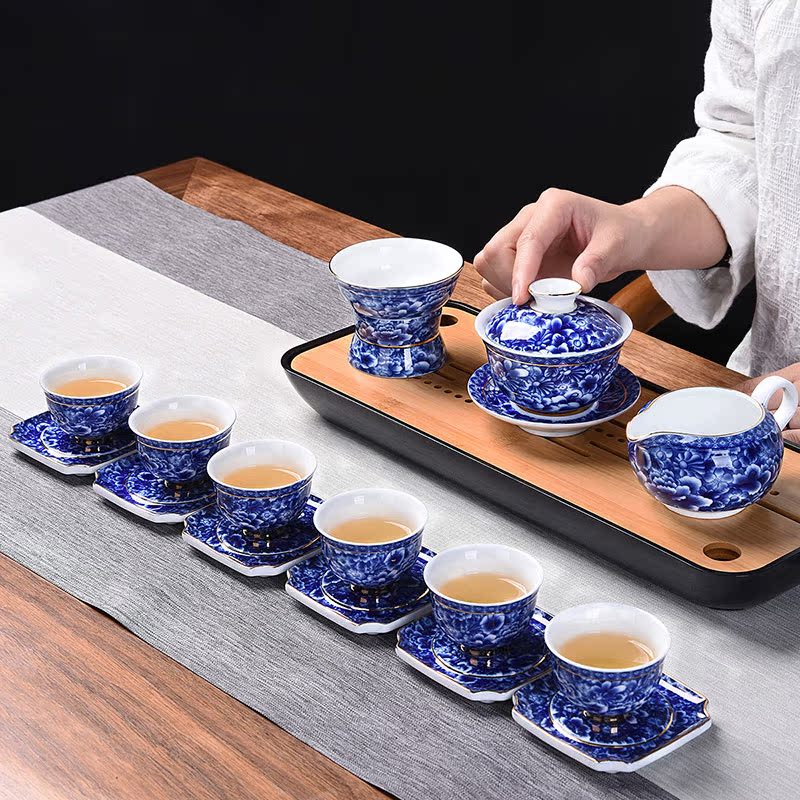 Household whole celadon tea set contracted kung fu tea tea teapot teacup tea sea GaiWanCha accessories
