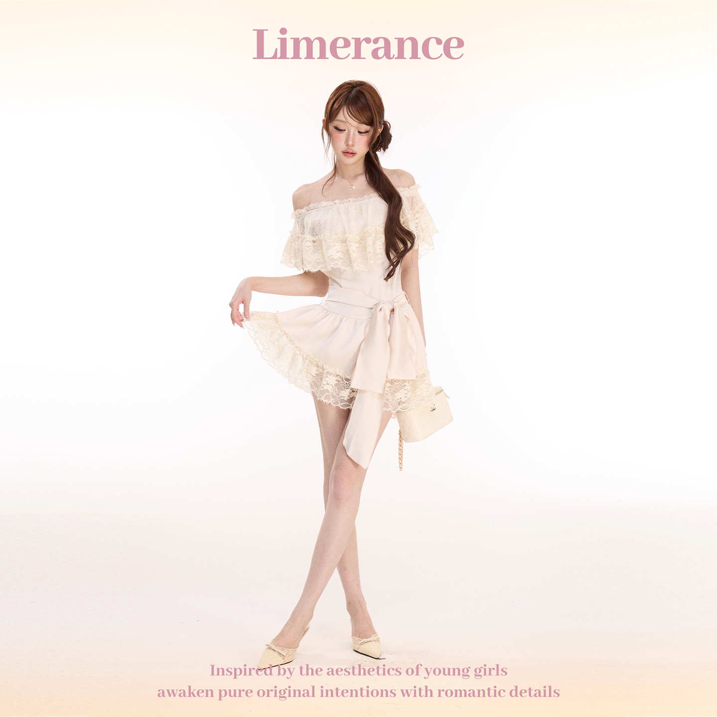 Limerance レース オフショルダー アシンメトリー 半袖 ワンピース