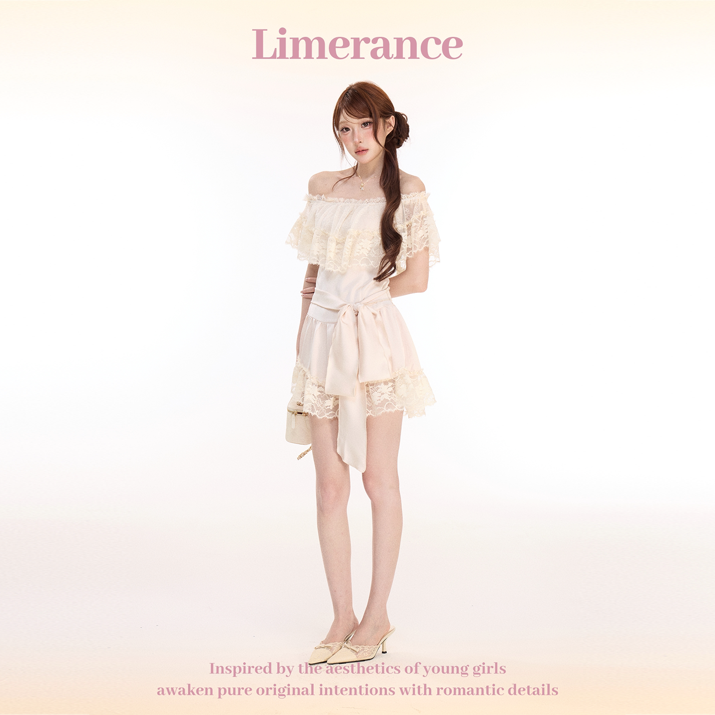 Limerance レース オフショルダー アシンメトリー 半袖 ワンピース