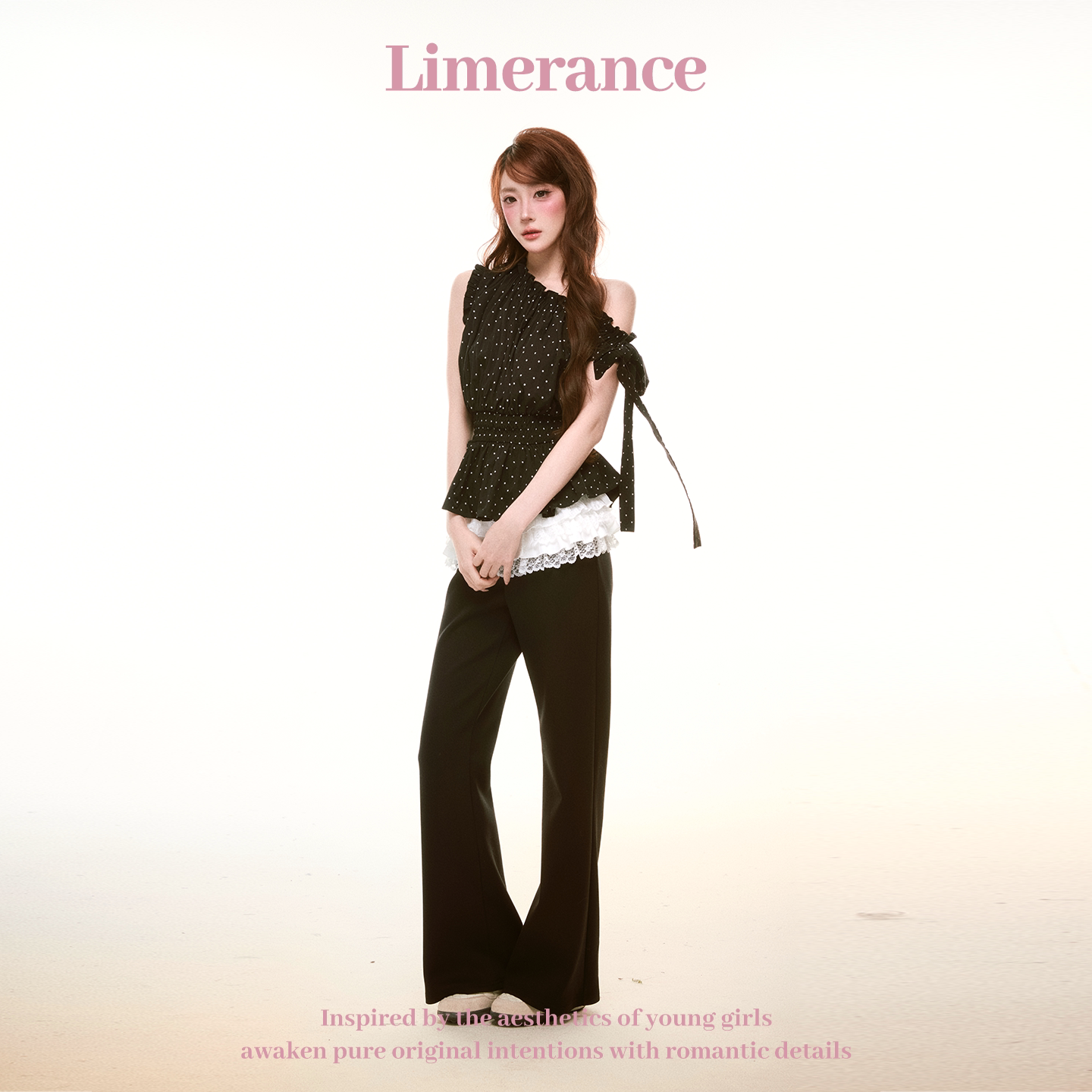 Limerance リボン フリル アシンメトリー 刺繍 セットアップ