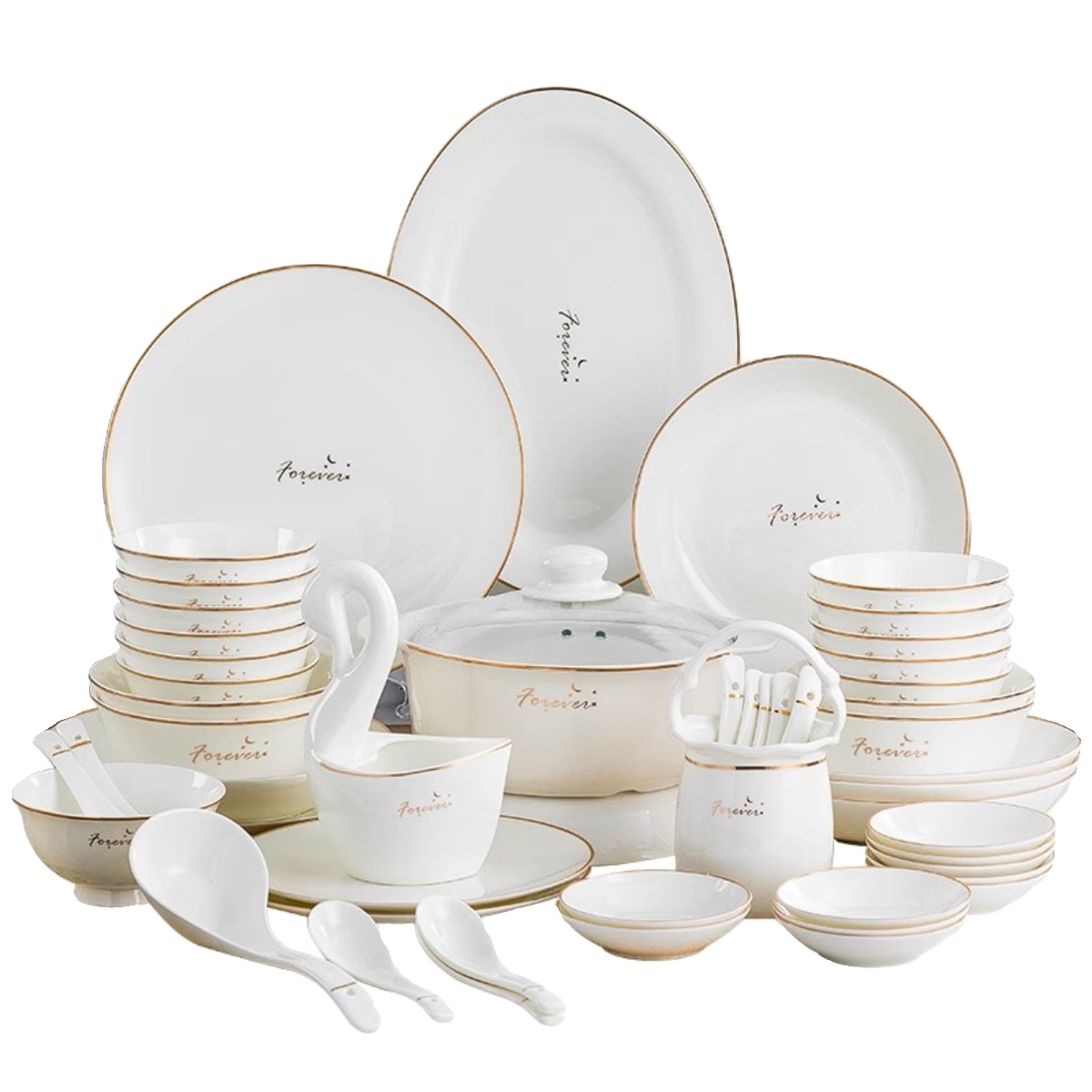 Набор блюд из легкой роскоши домашняя керамика Jingdezhen костяная фарфоровая посуда 2024 новый высокий уровень предметы для новоселья тарелки блюда палочки