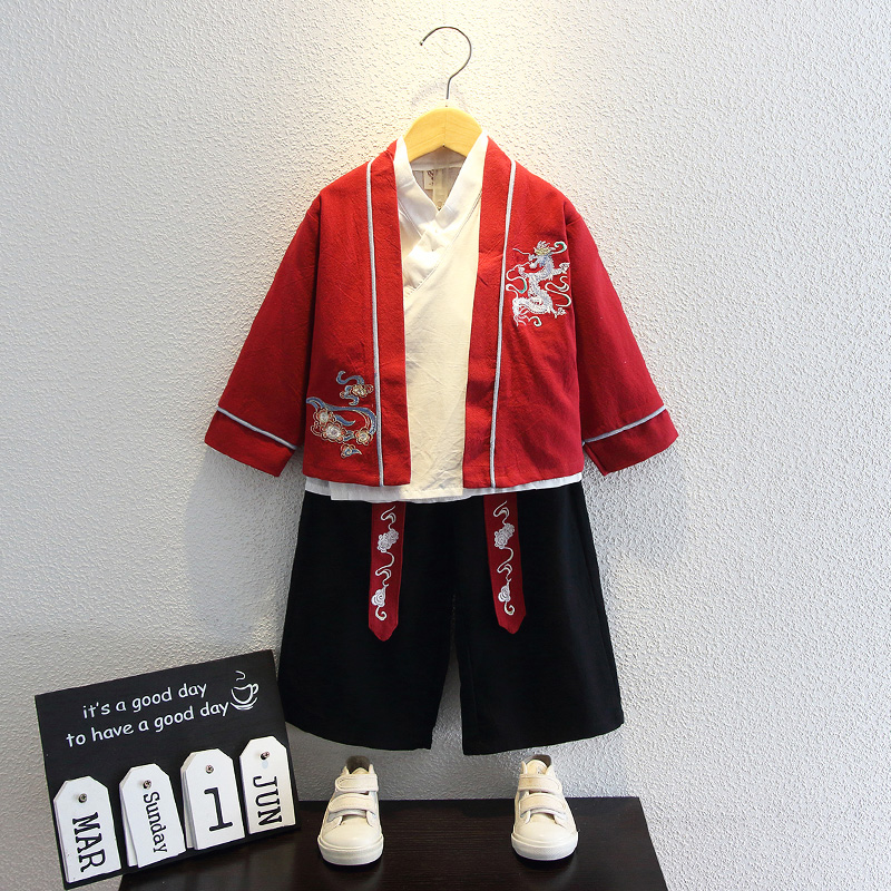 Boys Hanfu Spring Dress Chinese Style Ancient Dress Young Master Dress Spring and Autumn Children's Tang Dress Baby One Year Dress Performance Dress
