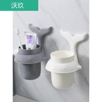 Bathroom toothbrush toothpaste shelf Comb tube punch-free tooth cup Wall-mounted toilet wall storage box