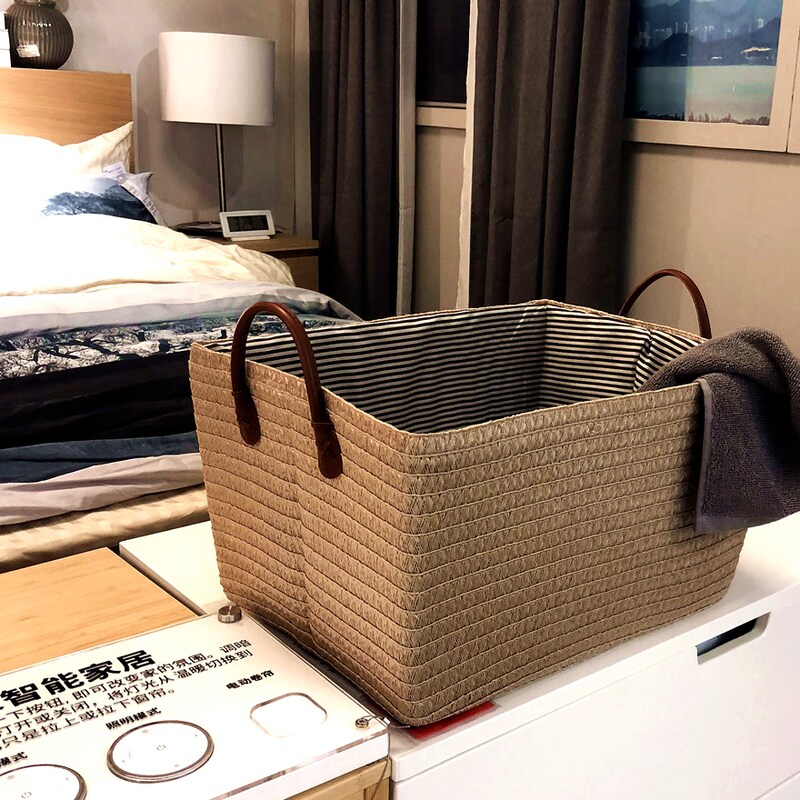 Nordic simple snack storage basket play dirty clothes basket woven folding storage household oversized hanger storage basket
