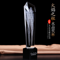 Crystal trophy custom lettering custom creative trophy high-grade atmosphere outstanding staff award souvenir custom