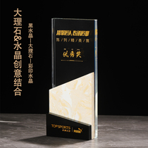 Color printing crystal trophy custom creative marble medal license plate custom team champion award free lettering