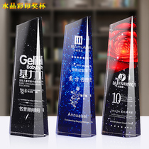 Color printing crystal trophy custom lettering creative company anniversary award souvenir epidemic love medal custom