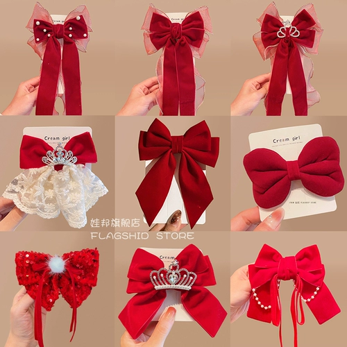 Заколка для волос с бантиком, детский аксессуар для волос, детские красные шпильки для волос, 2024 года