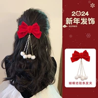 Заколка для волос с кисточками с бантиком