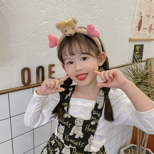 Детский плюшевый демисезонный ободок для умывания, милые детские шпильки для волос, с медвежатами, Южная Корея, популярно в интернете