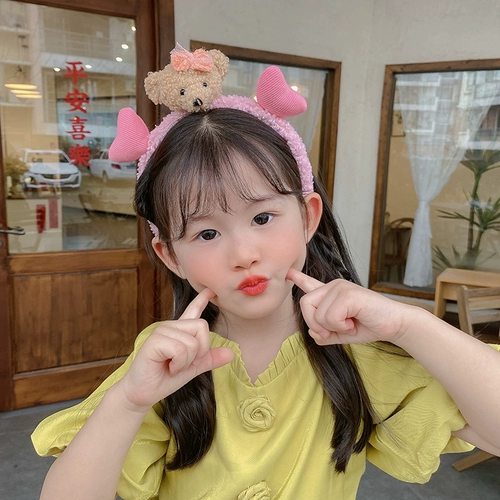 Детский плюшевый демисезонный ободок для умывания, милые детские шпильки для волос, с медвежатами, Южная Корея, популярно в интернете