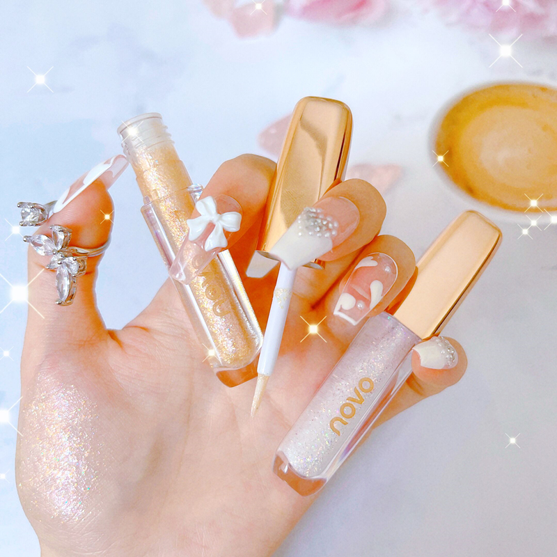 novo liquid eye shadow super shiny crystal sparkling pink eye line a drop of tears in the nose of the eye Tibright pink eye face high light