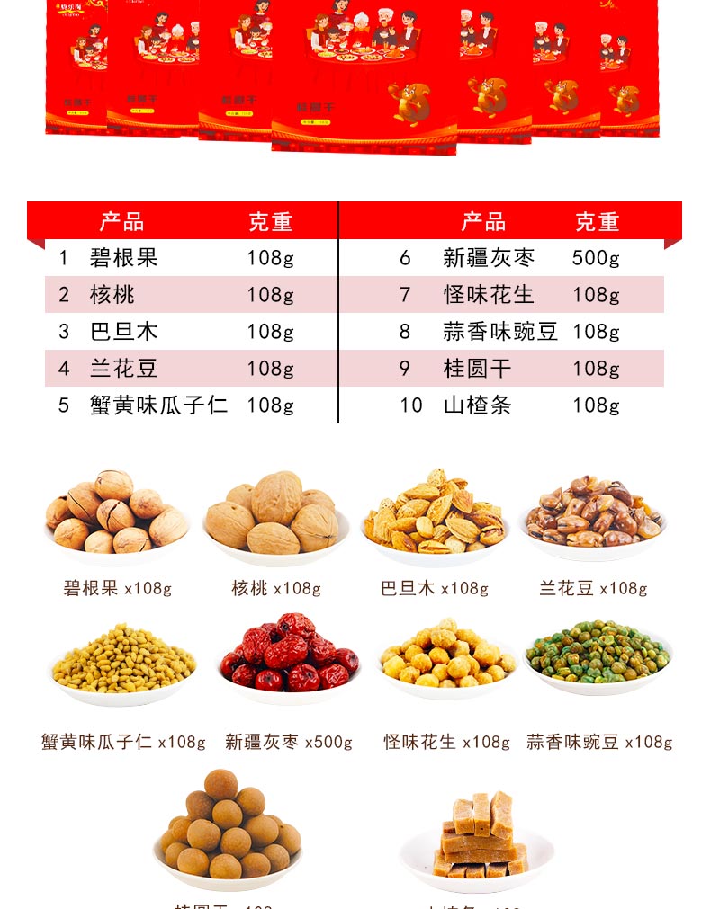 芝麻枣夹核桃什锦枣1000g礼盒装