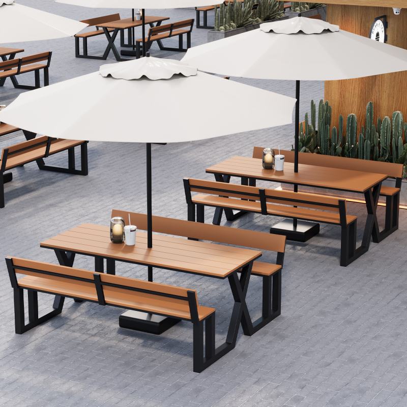 Outdoor Commercial Tables and Chairs for Scenic Areas, Commercial Streets, Outdoor Villas, and Zoos; Long Commercial Table and Bench Sets for Outdoor Use Outdoor Commercial Tables and Chairs for Scenic Areas, Commercial Streets, Outdoor Villas, and Zoos; Long Commercial Table and Bench Sets for Outdoor Use