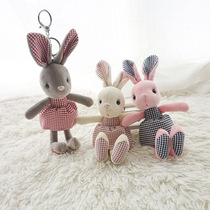 Cartoon Plaid Skirt Bunny Car Key Buckle Plush Eyelash Rabbit Paparazzi Bag bag Pendant Children Gift