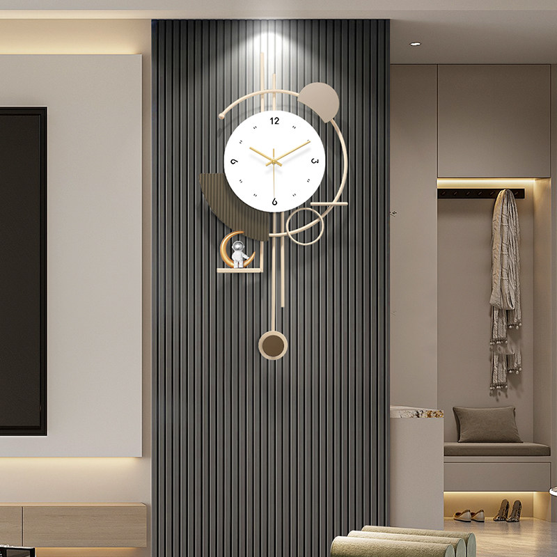 Cartoon Astronaut Hung Clock Decoration Painting New Living Room Grille Creative Clock Restaurant Background Wall Watch Wall-mounted Painting-Taobao