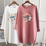 Tide, хлопковый длинный приятный телу осенний лонгслив, средней длины, большой размер, в корейском стиле, увеличенная толщина