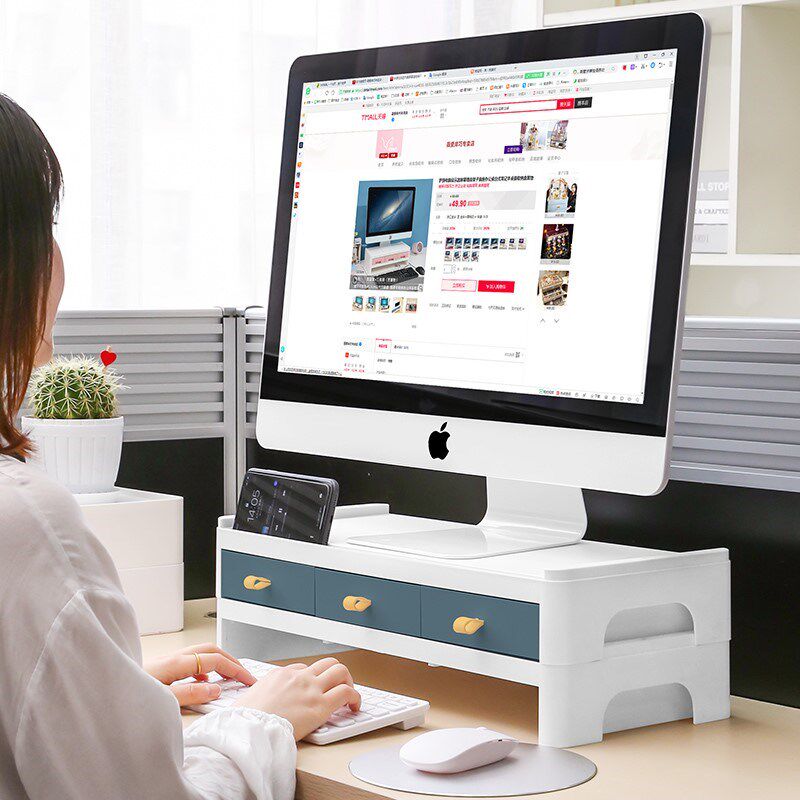 Ins desktop rack notebook pad high storage girl heart student desk computer monitor shelf