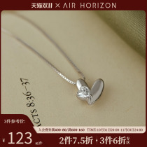 S925 Sterling Silver Necklace Feminine Love Pendant Versatile Thin Chain Clavicle Chain New Zircon Personality Ornament