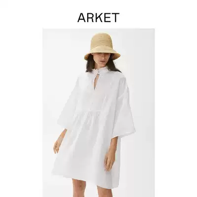 AKET women loose linen dress white early autumn new 0924371001