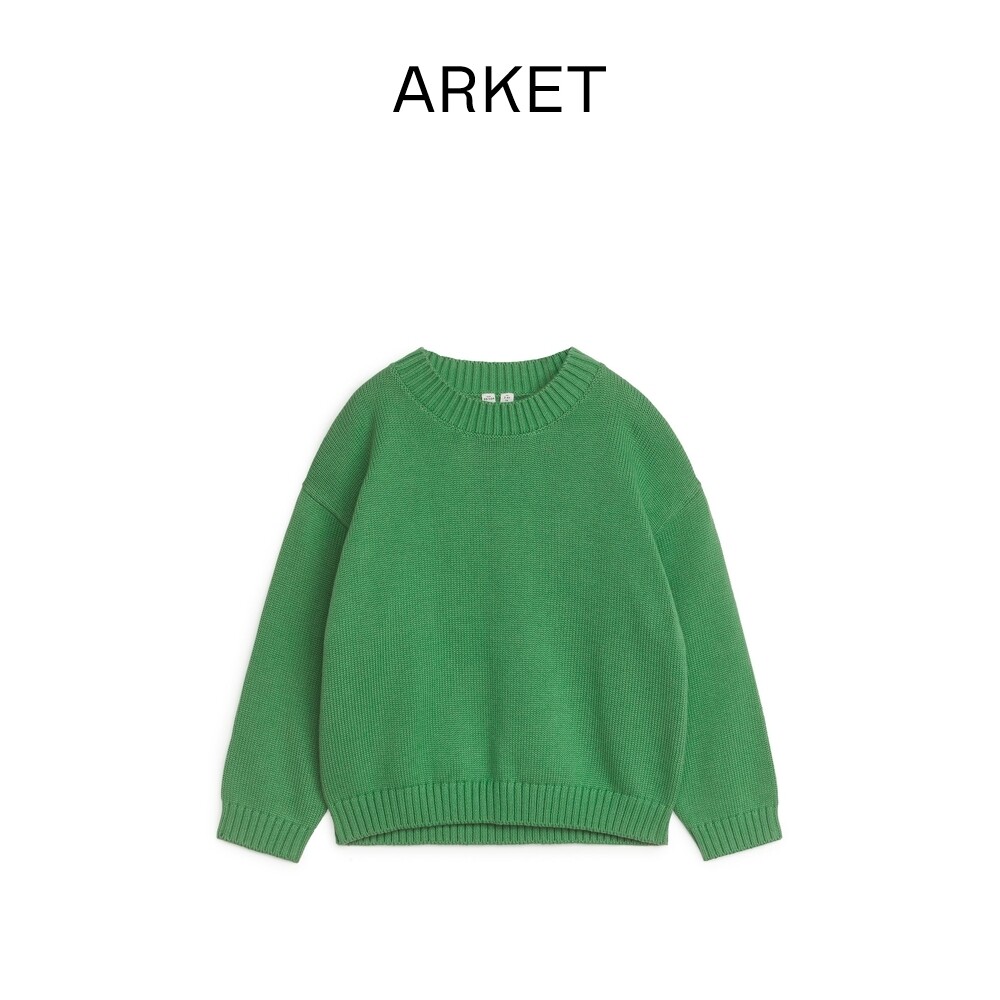 ARKET male and female pure cotton round collar long sleeves Knitted Cardiovert Green 2022 Spring New 1044585003