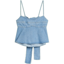 ARKET femmes coupe ajustée noeud sangle Denim Camisole haut 2024 été nouveau Style 1201151001