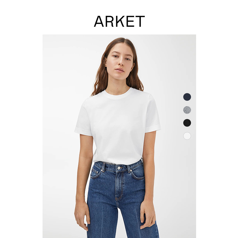 ArketARKET women's women's basic cotton round neck top short sleeve T-shirt 2021 summer 0630665