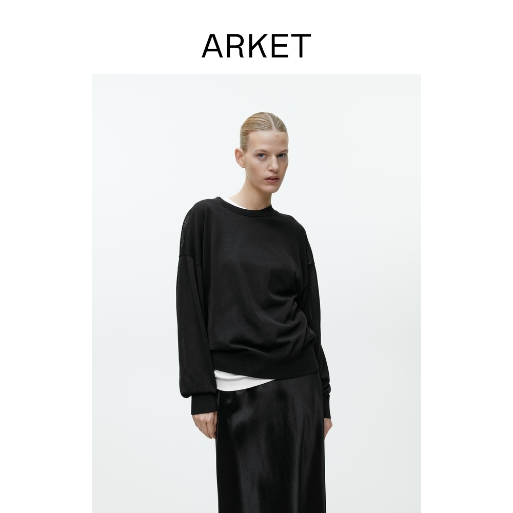 ARKET women's dress cotton long sleeve round collar light knit cardiovert undershirt 2022 spring new 1059427001
