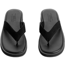 ARKET Womens Genuine Leather Thick-Soled Flip-Flop Sandals Black 2024 Summer New Style 1230839001