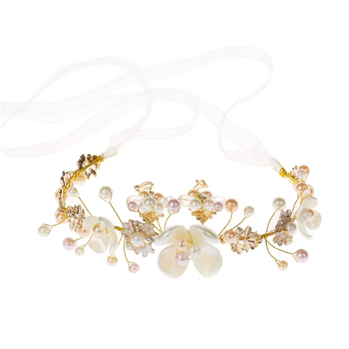 Детский аксессуар для волос ручной работы, ободок из жемчуга для принцессы