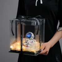 Космонавт, конструктор, прозрачная марлевая подарочная коробка