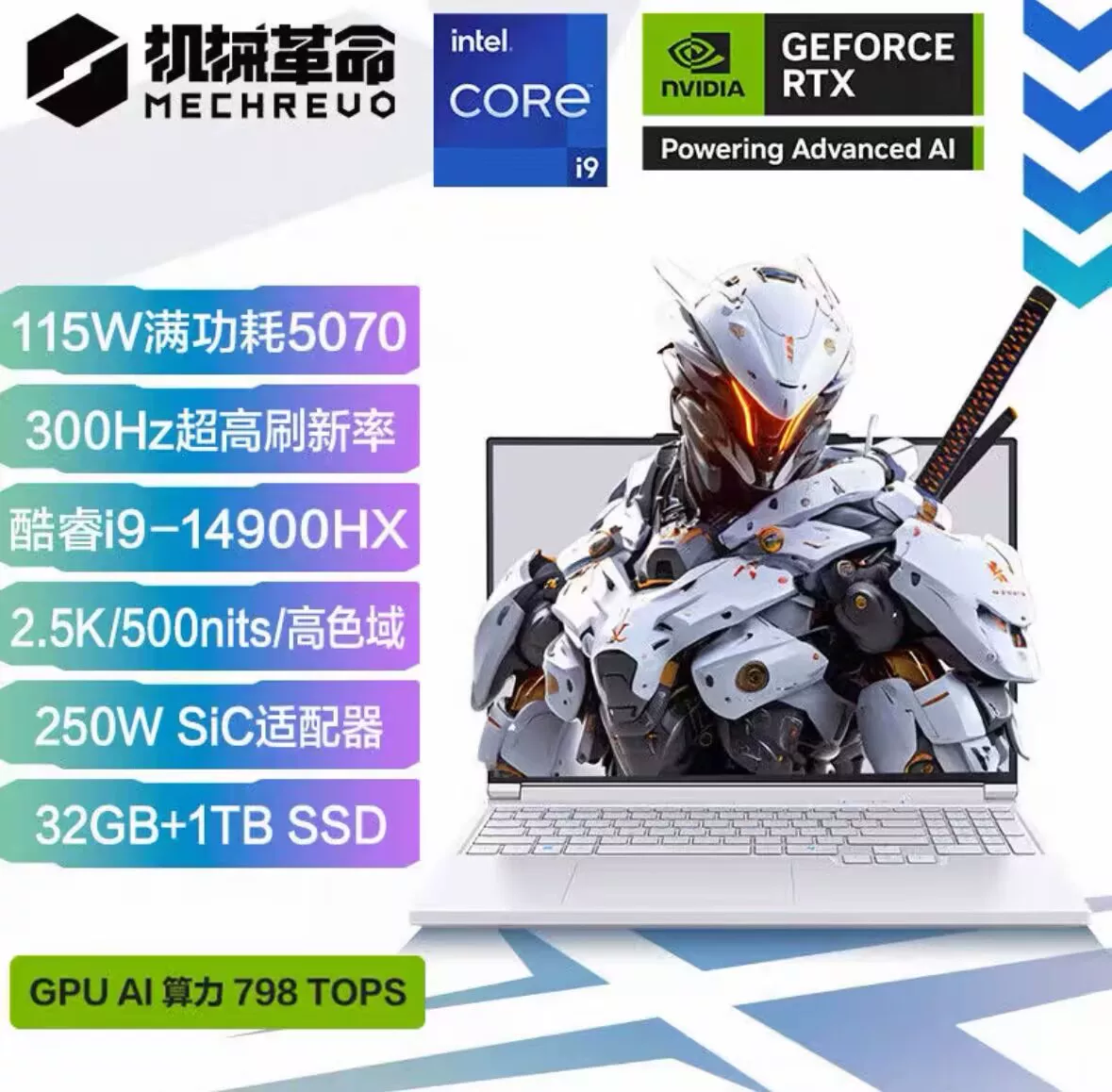 Ноутбук Mechrevo 70 (RTX 5060) — 2.5K 180 Гц, 1 ТБ SSD, конфигурируемая 16/32 ГБ ОЗУ
