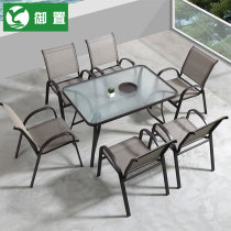 Outdoor table and chair courtyard garden terrace outdoor five-piece milk tea shop outside table and chair simple balcony