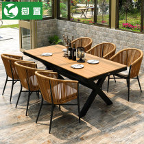 Outstanding outdoor tables and chairs courtyard gardens large boards long tables and chairs open-air balconies rattan tables and chairs waterproof dining tables