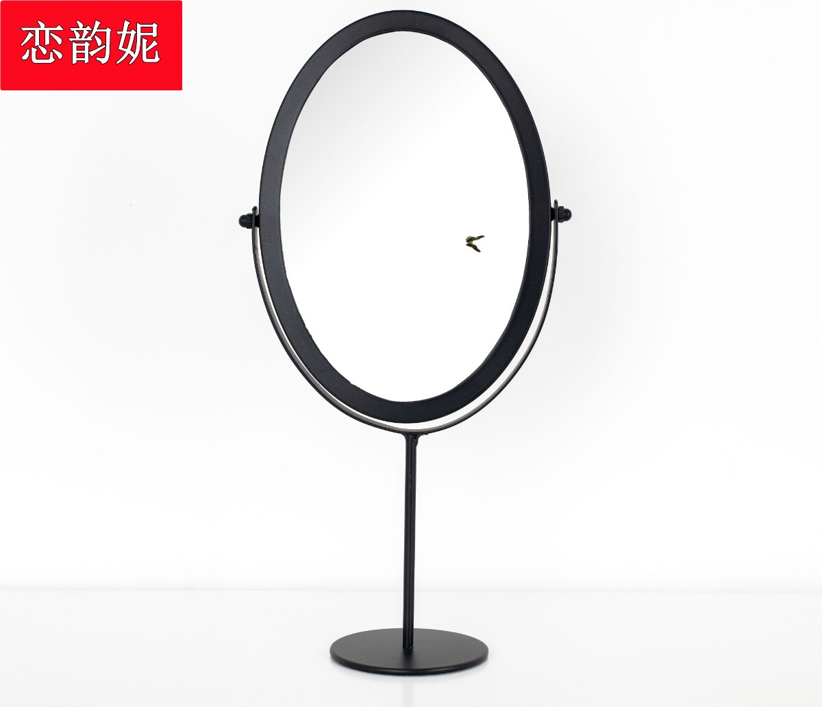 Oval Mirror Desktop Cosmetic Mirror Bedroom Dormitory Student HD Mirror Metal Home Dressing Mirror