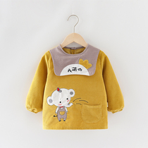 Baby overcoat waterproof mens overcoat Childrens pure cotton long-sleeved womens anti-dressing baby protector bib children autumn and winter