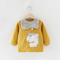 Baby eating blouse pure cotton autumn and winter long-sleeved waterproof and anti-dirty anti-dressing childrens apron baby bib protector