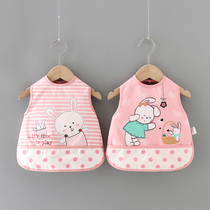 Summer baby eating cover childrens apron summer thin baby bib waterproof and dirty rice pocket anti-dressing woman