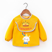 Childrens blouse Autumn baby eating bib Baby long-sleeved waterproof and anti-dirty bib Boy and girl anti-wear protective clothing