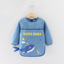 Baby coveralls childrens aprons painting clothes bibs waterproof and dirt-proof rice pockets baby kindergarten long-sleeved protective clothes