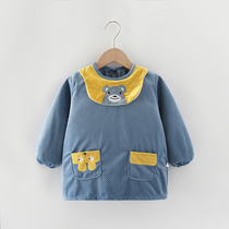 Baby blouse childrens apron saliva towel bib waterproof anti-wear anti-dirty autumn and winter rice pocket baby long-sleeved shirt long sleeve long sleeve long sleeve long sleeve