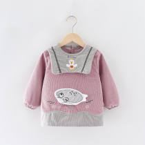 Baby coveralls childrens waterproof bibs childrens long-sleeved cotton winter aprons baby anti-dirty protective clothes anti-dressing