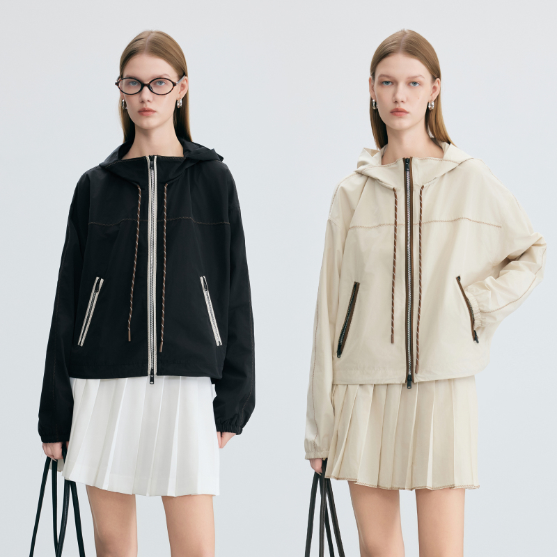 Diezhihe Fashionable M1U Dry, Light and Relaxed Contrast Color Hooded Sun Protection Sports Jacket and Skirt Suit