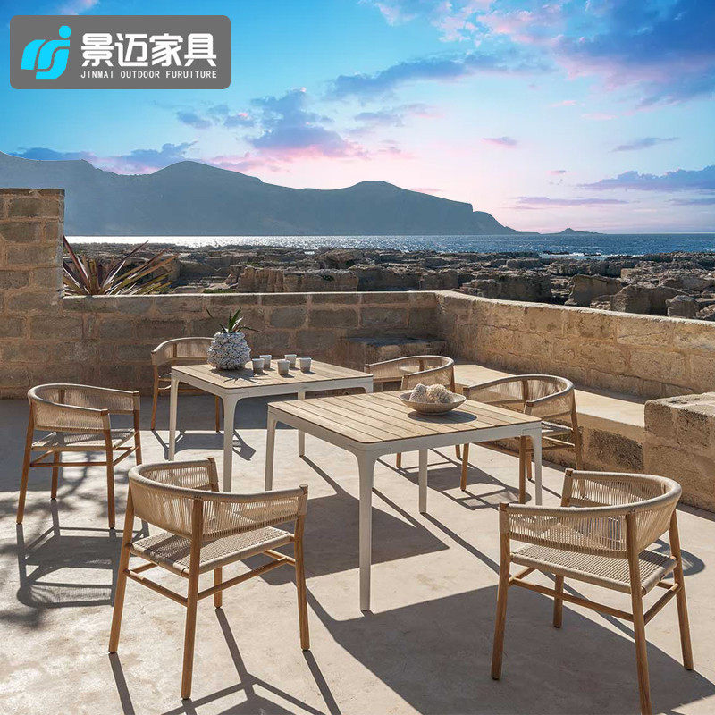 Outdoor Brief Solid Wood Vine Choreography Leisure Balcony Patio Outdoor Garden Hotel Furniture Terrace Knitted Vines Table and chairs-Taobao