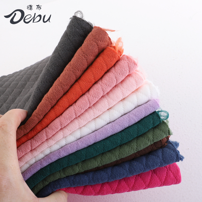 Debu Cotton Small Checkered Three-Layer Quilted Cotton Air Layer Knitted Quilted Cotton Fabric for Jackets, Bedding, Bed Sheets, and Handmade Cloth