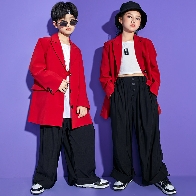 Children's hip-hop clothing handsome suit hip-hop costume suit girl jazz dance hiphop catwalk stage tide